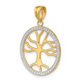 14k w/Rhodium Large Tree of Life Round Frame Charm