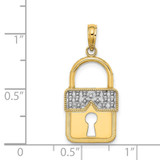 14k w/Rhodium Lock Charm