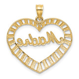 14k w/Rhodium MADRE  in Heart Charm