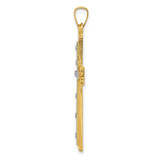 14K W/Rhodium Polished and Satin Cross Pendant