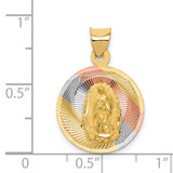 14K w/Rhodium Polished D/C Lady Of Guadalupe Circle Pendant - K5-94D27F04-2876