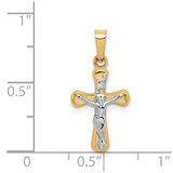 14k w/Rhodium Polished INRI Rounded Crucifix Pendant