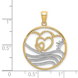 14k w/Rhodium Sun, Hearts ,Water Circle Charm