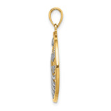 14k w/Rhodium Sunset and Seagulls In Circle Pendant