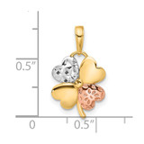 14k w/Rose and White Rhodium Polished and D/C Clover Pendant