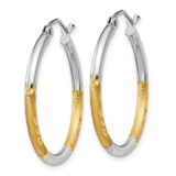 14k w/White Rhodium 2mm Satin and Polished Diamond-cut Hoop Earrings - TF-C53653F0-8362