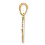 14K w/White Rhodium Diamond-cut Four-leaf Clover Pendant