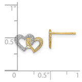 14K w/White Rhodium Polished Intertwined Hearts Post Earrings