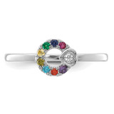 14k WG  Dia. Heart w/ 8 Birthstone Mother's Circle Ring Semi-mount