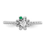 14k WG 1 Birthstone Flower w/ Diamond Mother's Ring Semi-mount