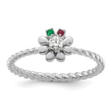 14k WG 2 Birthstone Flower w/ Diamond Mother's Ring Semi-mount