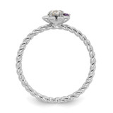 14k WG 3 Birthstone Flower w/ Diamond Mother's Ring Semi-mount