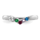 14k WG 4 Birthstone with Diamond with Mother's Ring Semi-mount