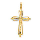 14k & rhodium Diamond Cross Pendant - PM-FE2E3654-5265