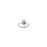 14k WG 5 Birthstone Flower w/ Diamond Mother's Ring Semi Mount