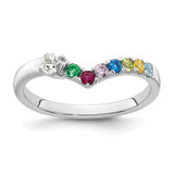 14k WG 7 Birthstone with Diamond with Mother's Ring Semi-mount