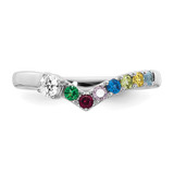 14k WG 7 Birthstone with Diamond with Mother's Ring Semi-mount