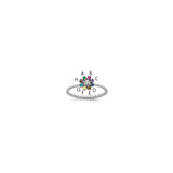 14k WG 8 Birthstone Flower w/ Diamond Mother's Ring Semi-mount
