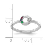 14k WG Dia. Heart W/ 3 Birthstone Mother's Circle Ring Semi-mount