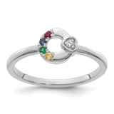 14k WG Dia. Heart w/ 4 Birthstone Mother's Circle Ring Semi-mount