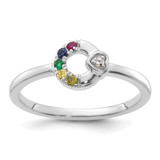 14k WG Dia. Heart w/ 5 Birthstone Mother's Circle Ring Semi-mount