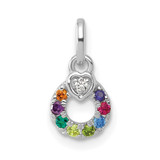 14k WG Dia. Heart w/8 Birthstone Mother's Circle Pend Semi-Mount