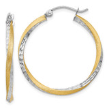 14k & Rhodium Diamond-cut 2.5mm Twisted Hoop Earrings - TC-BBED9164-9312
