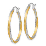 14k & Rhodium Diamond-cut 2.5mm Twisted Hoop Earrings - TC-BBED9164-9312