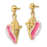 14K White and Pink Enamel Conch Shell Dangle Earrings - TE-5FFED96C-1550