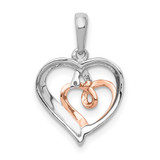 14k White and Rose Gold 1/20ct. Diamond Double Hearts Pendant - PM-035CB53E-3544