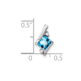 14K White Gold  Cushion Blue Topaz and Diamond Chain Slide