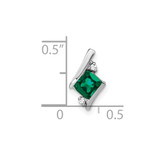 14K White Gold  Cushion Cr. Emerald and Diamond Chain Slide