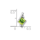 14K White Gold  Cushion Peridot and Diamond Chain Slide