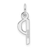 14K White Gold  Slanted Block Letter P Initial Charm