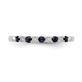 14k White Gold .01 carat Diamond and Blue Sapphire Complete Band
