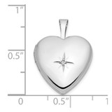 14k White Gold .01 carat Diamond Star 16mm Heart Locket