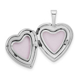 14k White Gold .01 carat Diamond Star 16mm Heart Locket