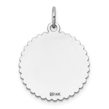 14k White Gold .011 Gauge Engraveable Scalloped Disc Charm - XW-F1FF040A-9174