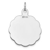 14k White Gold .018 Gauge Engraveable Scalloped Disc Charm - XW-4E9D0571-8384