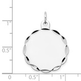 14k White Gold .027 Gauge Engraveable Scalloped Disc Charm - XW-B8C20909-5183