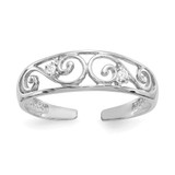 14k White Gold .02ct Diamond Scroll Toe Ring