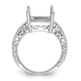 14k White Gold .02ct. Diamond & 12x10 Emerald-cut Gemstone Ring Mounting