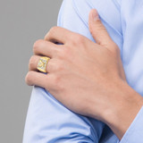 14k & Rhodium Men's .10ct Diamond Eagle Ring