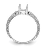 14k White Gold .04ct. Diamond/7x5 Emerald-cut Gemstone Ring Mounting