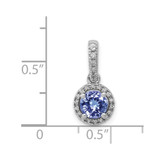 14k White Gold .69 Tanzanite and Halo Diamond Pendant