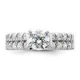 14k White Gold 1 1/10 carat Lab Grown Diamond VS/SI+ G+ 1 carat Center Round Semi Mount Shared Prong Engagement Ring