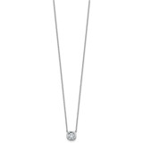 14k White Gold 1 1/2 carat Certified Lab Grown Diamond VS+ F+ Cushion Complete 18 inch Bezel Set Necklace