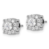 14k White Gold 1 1/2 carat Lab Grown Diamond VS/SI+ G+ Complete Round Fashion Halo Post Earrings