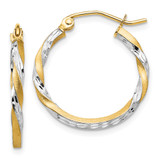 14k & Rhodium Satin Diamond Cut Twisted Hoop Earrings - TF-C466F875-6178