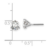 14k White Gold 1 1/2 ctw Lab Grown Diamond VS/SI+ G+ Round 3 Prong Heavy Wt. Screwback Stud Earrings